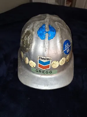 Vintage Chevron Oil B.F. McDonald Co.   Aluminum Hard Hat No Liner • $9.99