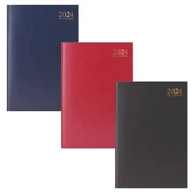 2024 A4 Week To View Hardback Casebound Personal Desk Diary Organiser Planner • £3.25
