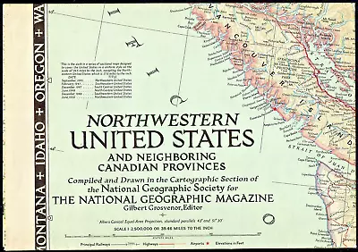 1950-6 June Vintage Map NW Northwestern United States National Geographic (935) • $7.60
