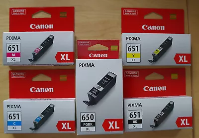 5pcs Genuine Canon PGI 650XL CLI 651XL B C M Y IP7260 MG5460 MG6360 MX726 MX926 • $80