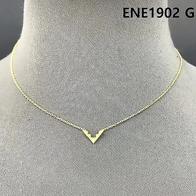 $9.99 • Buy Simple Gold Finished Chain Mini Triangle V Shape Pendant Necklace ENE1902 G