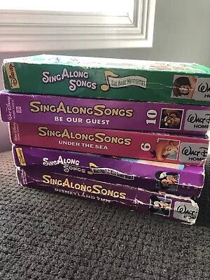 Lot Of 5 WALT DISNEY Sing Along Songs VHS Video Tapes DISNEY WORLD Princesses • $16.99