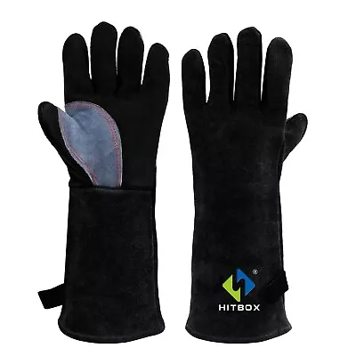 $13.94 • Buy HITBOX Welding Gloves Heat Fire Resistant Grill Leather Work Glove BBQ Oven