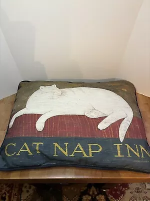 Vintage Warren Kimble Cat Nap Inn Pillow 17” X 12”  • $28