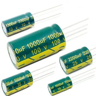 High Frequency LOW ESR Radial Electrolytic Capacitor 1uF -22000uF 6.3V- 450V • £1.30