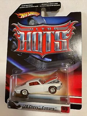 Hot Wheels Ultra Hots '70 CHEVY CAMARO Real Riders 2006 White Red Line Wheels • $7.99