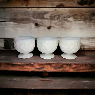 Lot Of 3 Westmoreland Harvest Grape Footed Milk Glass Candle Holders  3 1/4” • $16.99