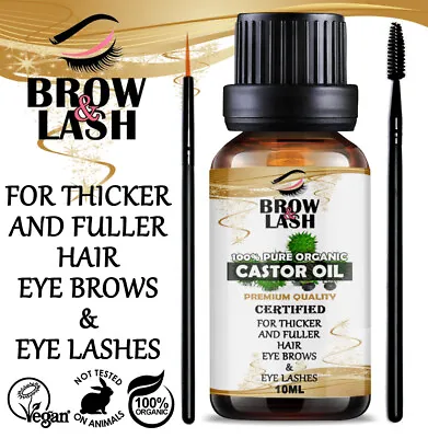 100% Pure Organic Castor Oil For Eyelashes ❤️ Eyebrows Hair Growth Body Care 🔥✅ • £2.77