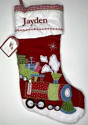 Pottery Barn Kids Red Quilted Train Christmas Stocking *jayden* New Tree Gift • $11.04