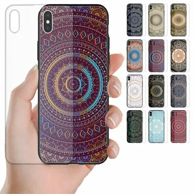 For Huawei Series Mandala Pattern Tempered Glass Back Case Mobile Phone Cover #1 • $14.98