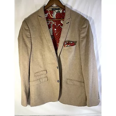 Paisley & Gray Men’s Slim Fit Beige Blazer - Size 46R - Matching Handkerchief • $45