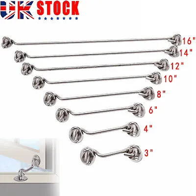 Stainless Steel Cabin Hook And Eye Latch Silent Lock Holder Shed Gate Door Catch • £0.99