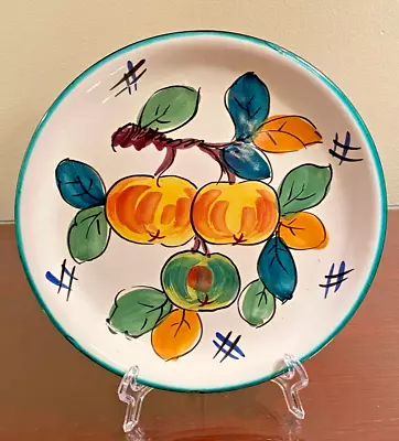 Vintage Majolica Italian Pottery PV Hand Painted Fruit Salad Plate 8  Diameter • $15