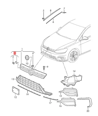 VW GOLF MK7 R Front Bumper Radiator Grille Emblem Badge 5G0853948E Genuine • $42.24
