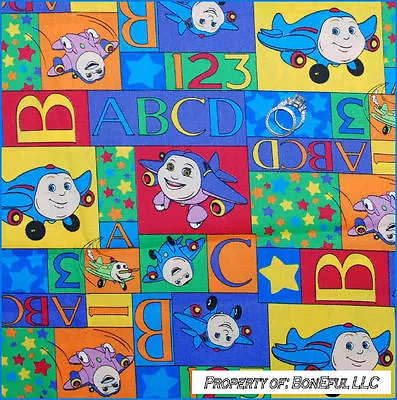 BonEful FABRIC FQ Cotton Jay Jet Plane Patchwork Star Baby Quilt ABC 123 Rainbow • $5.25