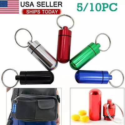 5 / 10PCS Outdoor Pill Box Keychain Medicine Case Bottle Drug  Holder  Container • $7.99