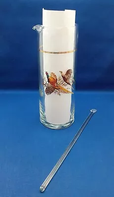 Vintage Princess House Pheasant Martini Pitcher W/Glass Stirring Rod  Gold Trim • $12.99