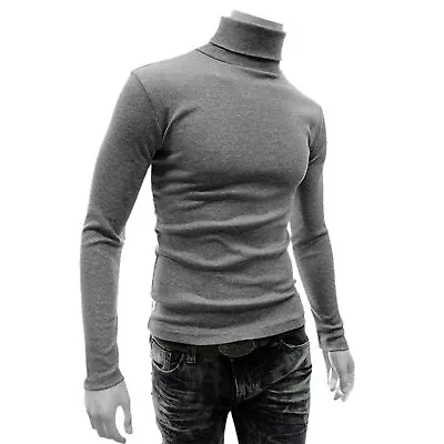 New Men Long Sleeve Thermal Cotton High Collar Skivvy Turtle Neck Sweater Winter • $12.13