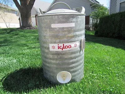 Vintage IGLOO 5 Gallon Galvanized Metal Water Camp Cooler Jug Drink Portable • $74.95