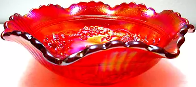 Vintage LE Smith Glass Bowl Or Dish Windmill Pattern Ruby Red Carnival 7 7/8  D • $30.79