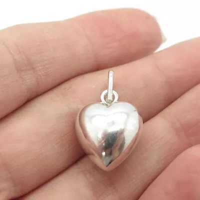 925 Sterling Silver Vintage Puffy Heart Chatelaine Charm Pendant • $22.95