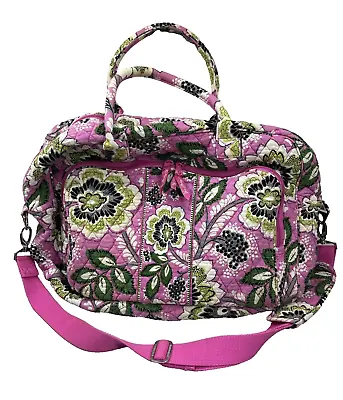 Vera Bradley Priscilla Pink Floral Large Quilted Crossbody Duffle Handbag • $29.91