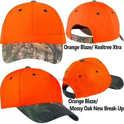 Mens High Viz Safety Camo Hat Realtree Xtra Mossy Oak Baseball Cap Mid Structure • $13.50