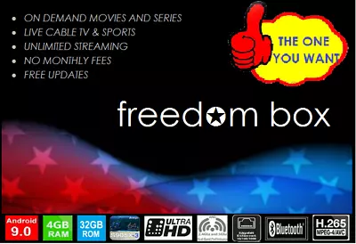 Freedom Box PreProgrammed Android TV Streambox With “100% Free” Live & On-demand • $169.99