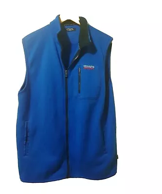 Chaps Sport Vest Mens M  Full Zip Fleece Blue Collared Pockets Sleeveless Logo • $19.99