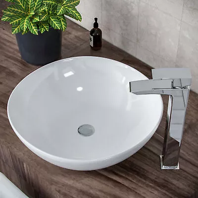 Bathroom Vanity Ceramic Wash Basin Cloakroom Sink Counter Top Oval 405*405*150mm • £19.99