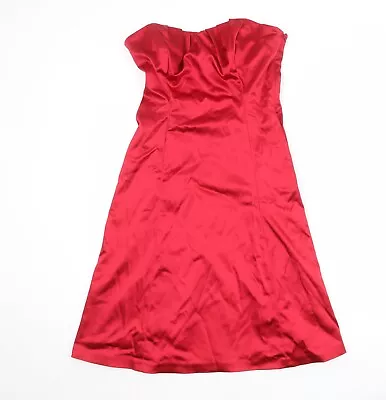 Coast Womens Red Acetate A-Line Size 16 Square Neck Zip - Strapless • £10