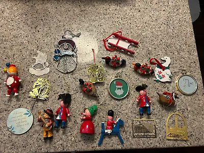 Vintage Miniature Painted Wooden & Assorted Christmas Tree Ornaments- Lot Of 21 • $14.99