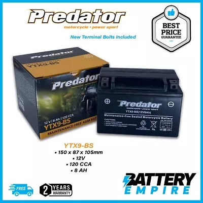 YTX9-BS 12V Predator Motorcycle Battery • $48.90