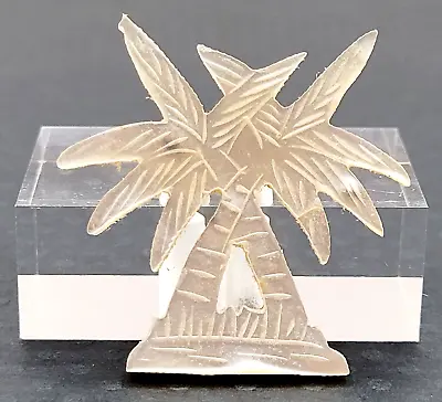 Palm Trees Carved MOP  Mother Of Pearl Shell Small Vintage Brooch Pin C Clasp • $19.95