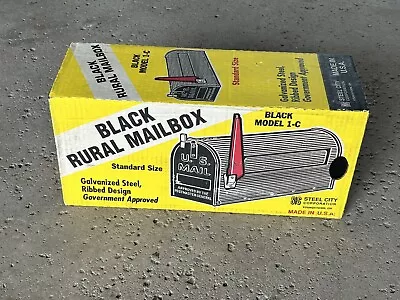 Mid Century Vintage Rural Mailbox Ribbed Galvanized Black Model 1-C • $89.95