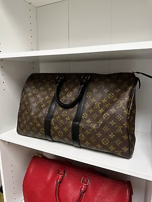 Louis Vuitton Keepall Bandouliere Duffle 45 Brown Canvas DYED VACHETTA BLACK • $599