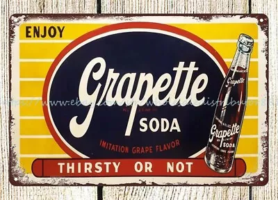 Enjoy Grapette Soda Metal Tin Sign Auto Shop Cafe  Pub Garage Shop Wall Art • $18.98