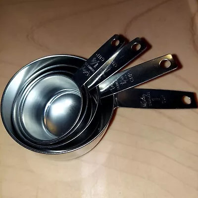 Vintage Foley Nesting Measuring Cups Stainless Steel Set Of 4 (1/4 1/3 1/2 1) • $19.99
