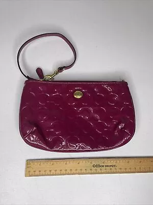 Coach Purple Peyton Embossed C Patent Leather Wristlet Wallet Purse • $15.96