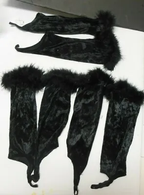 Lot Of 3 Pair Of Velvet Mitts With Black Marabou Trim Medium Child To Small Adlt • $12.99