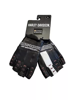 Large Harley Davidson 120th Anniversary True North Fingerless Leather Gloves  • $75