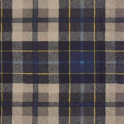 £1.39 • Buy 4 Single Paper Decoupage Napkins. Brown And Blue Scottish Tartan Design -956