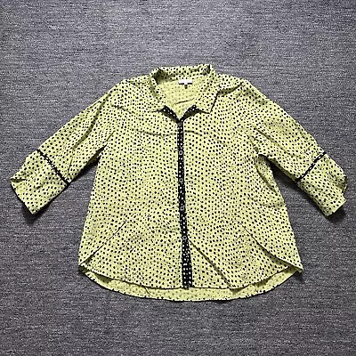 Habitat Shirt Women 2XL XXL Green Polka Dot Tunic Artsy Funky Boho 3/4 Sleeve • $26.78