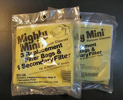 Lot Of 2-packs Genuine Mighty-Mini 3x Cleaner Bags & 1x Secondary Filter 901-06 • $10.95