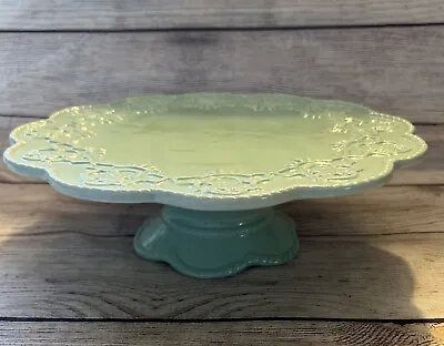 A Special Place 2004 Ceramic Pedestal Cake Plate Stand Mint Green 11.5x4” • $36.99