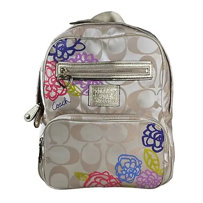 Coach Signature Poppy Daisy Applique Backpack Floral Gold F20795 • $103.99