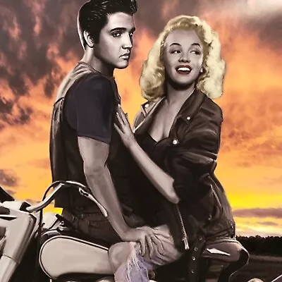 Sunset Marilyn Elvis/motorcycle/poster 36 X 24  (181) • $9.95