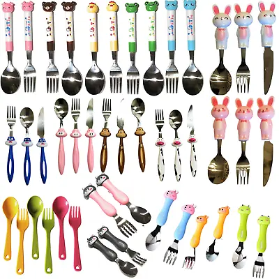 Children Cutlery 2 & 3 Pieces Set Stainless Steel & Plastic Kids Love • £3.61