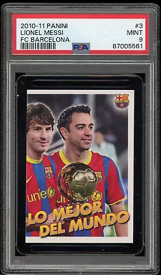 2010-11 Panini FC BARCELONA LIONEL MESSI Sticker #3 PSA 9 MINT • $75