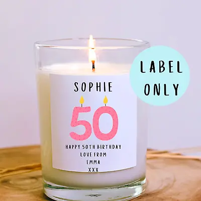 Personalised 50th Birthday Candle Label Personalised 50th Birthday Gift • £2.89